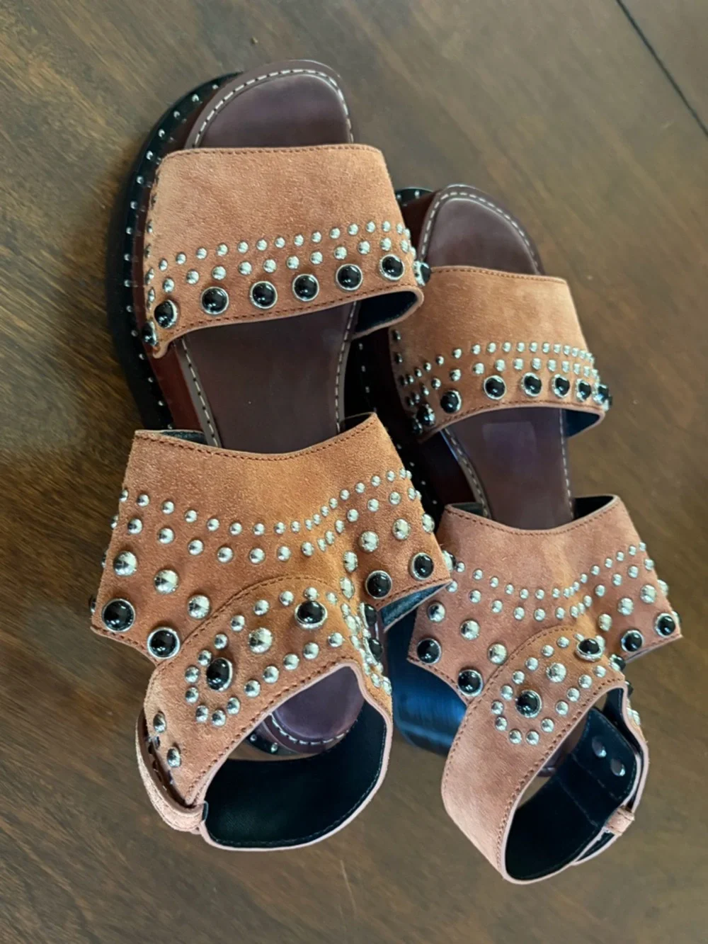3.1 Phillip Lim Nashville Platform Sandal Suede Leather Studded Chunky Shoes